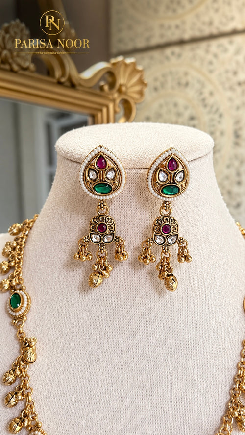 Afroze Rajwadi Heritage Long Necklace Set Ghungru✨