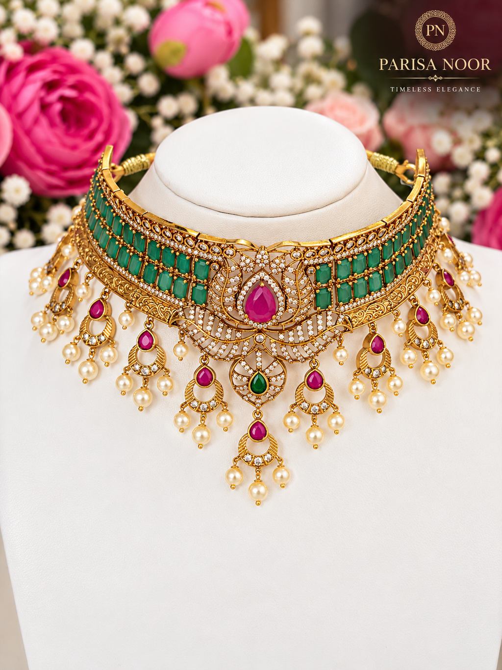 Ariella Luxury Heritage AD Choker Set Green