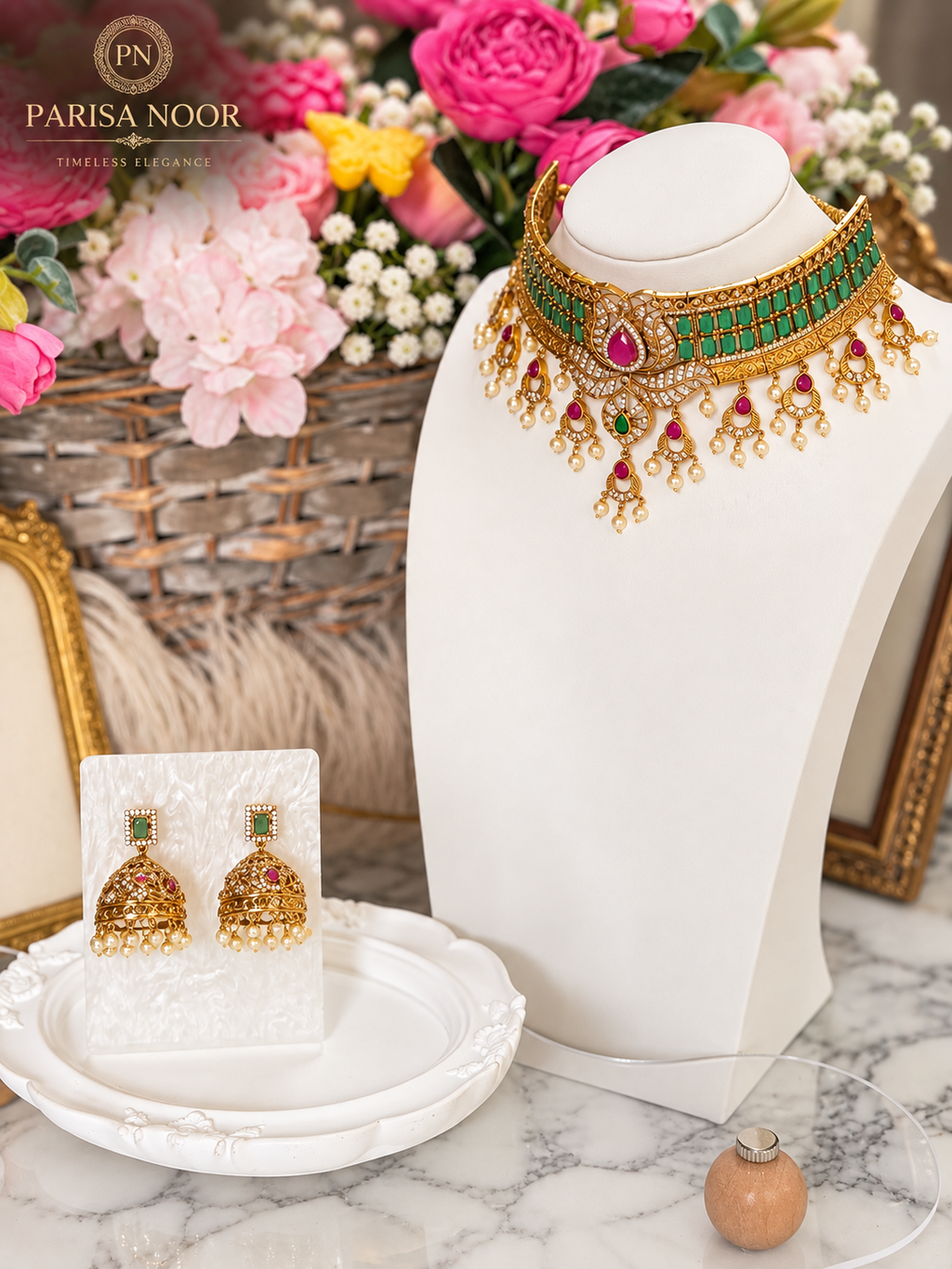 Ariella Luxury Heritage AD Choker Set Green