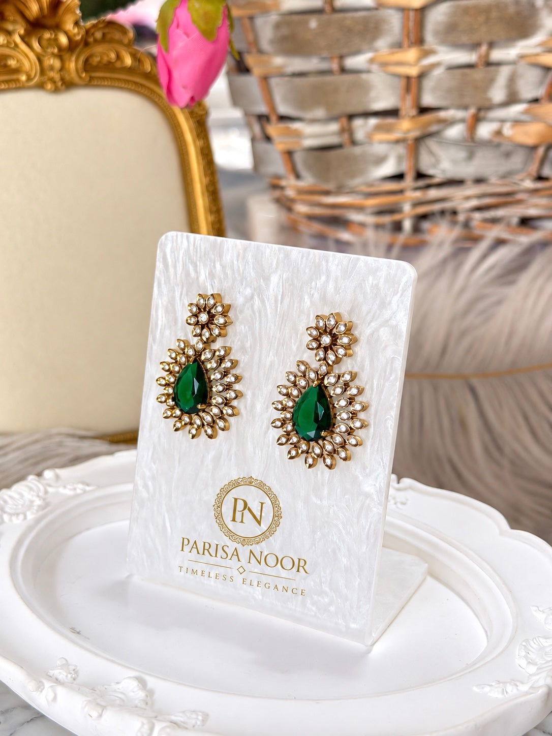 Zarisha Ruby Pink Emerald Designer Necklace Set