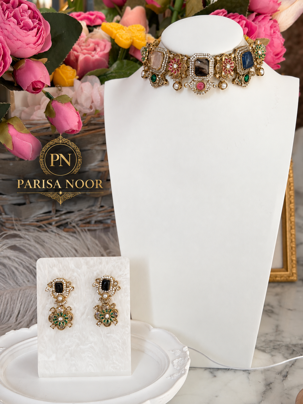 Zahvani Sabya-Inspired Multicolour Designer Choker Set