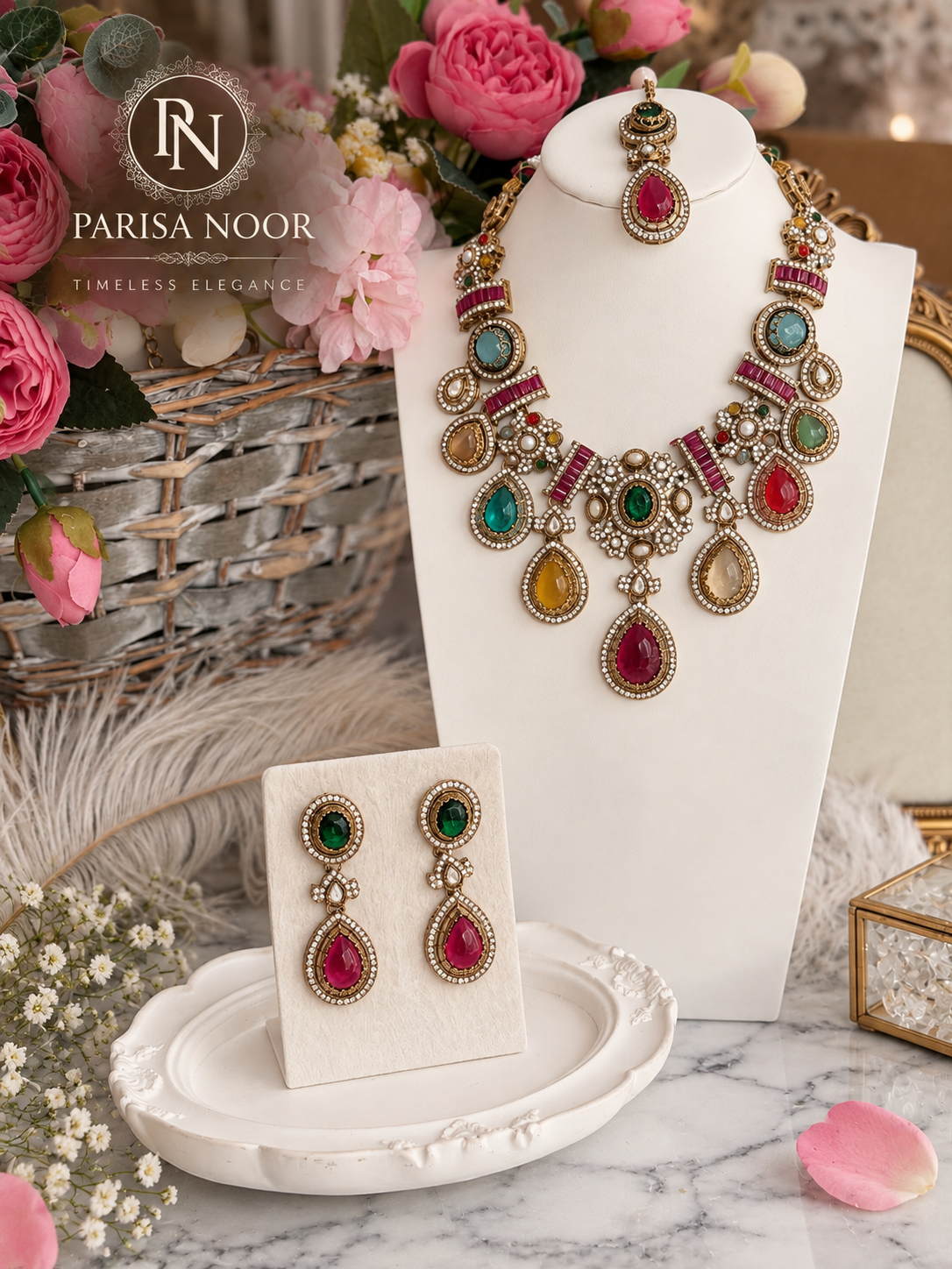Zarvika Sabya Multicolour Designer Necklace Set