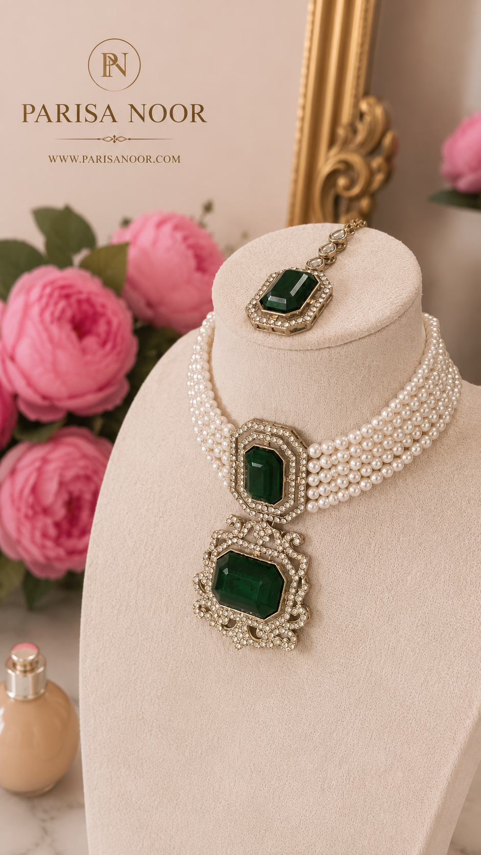 Luxury Emerald Dark Green Pearl Choker Set – Clearance Sale
