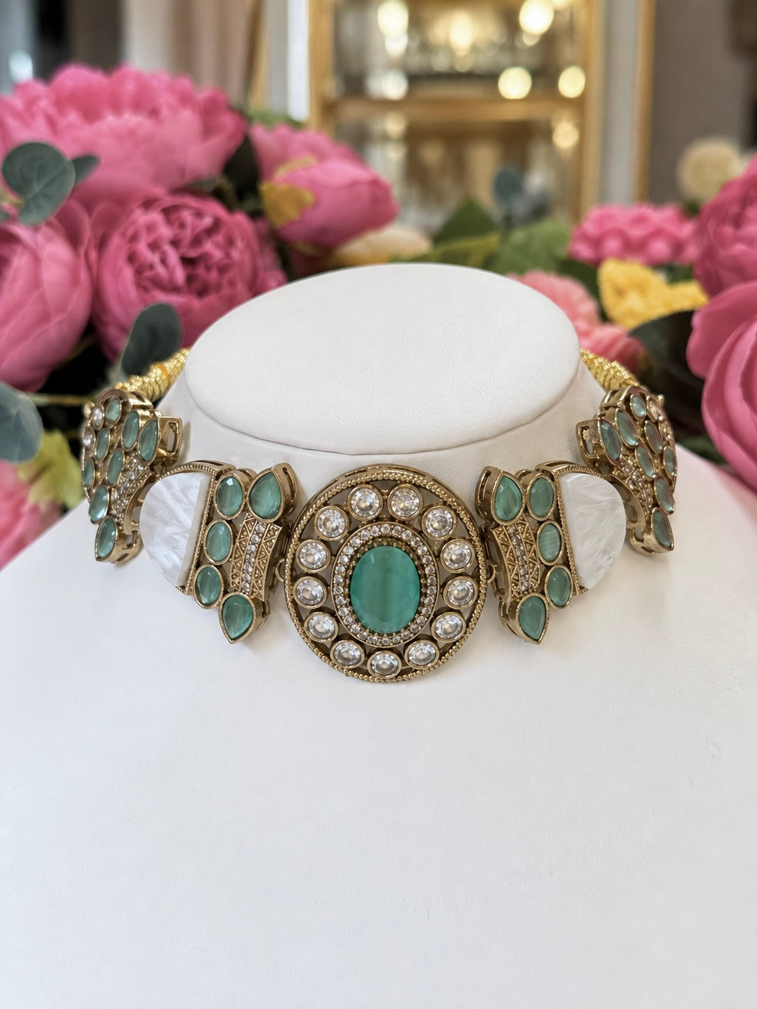 Rosalie Mint Green Designer Choker Set
