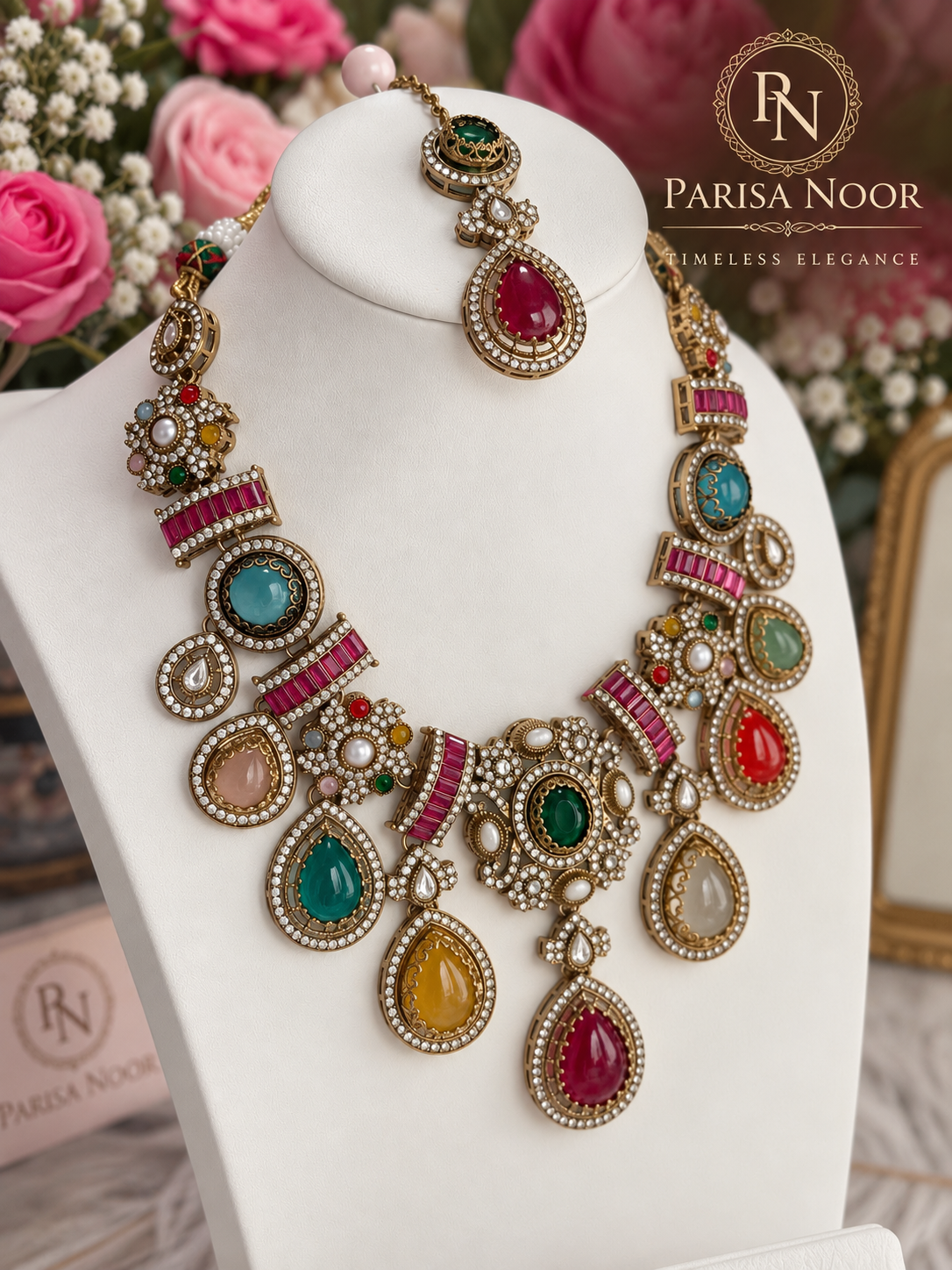 Zarvika Sabya Multicolour Designer Necklace Set