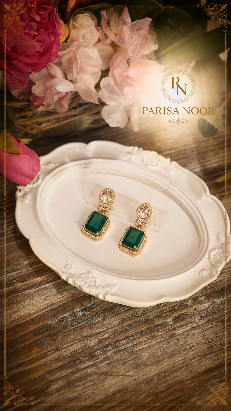 Amani Luxury Emerald Moissanite Necklace Set