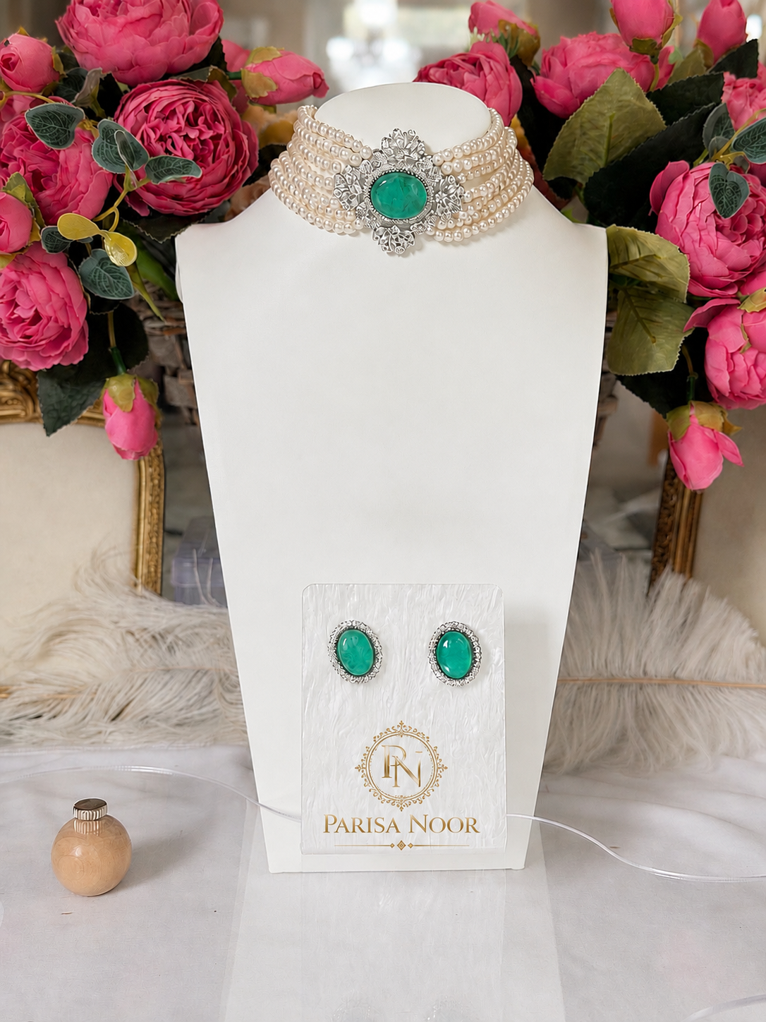Elira Mint Pearl Designer Choker Set