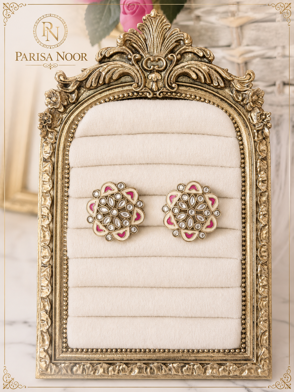 Arohi Meenakari Floral Stud Earrings