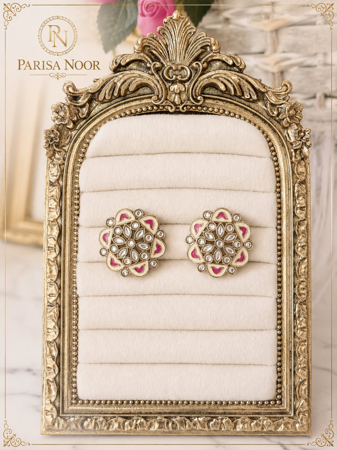 Arohi Meenakari Floral Stud Earrings