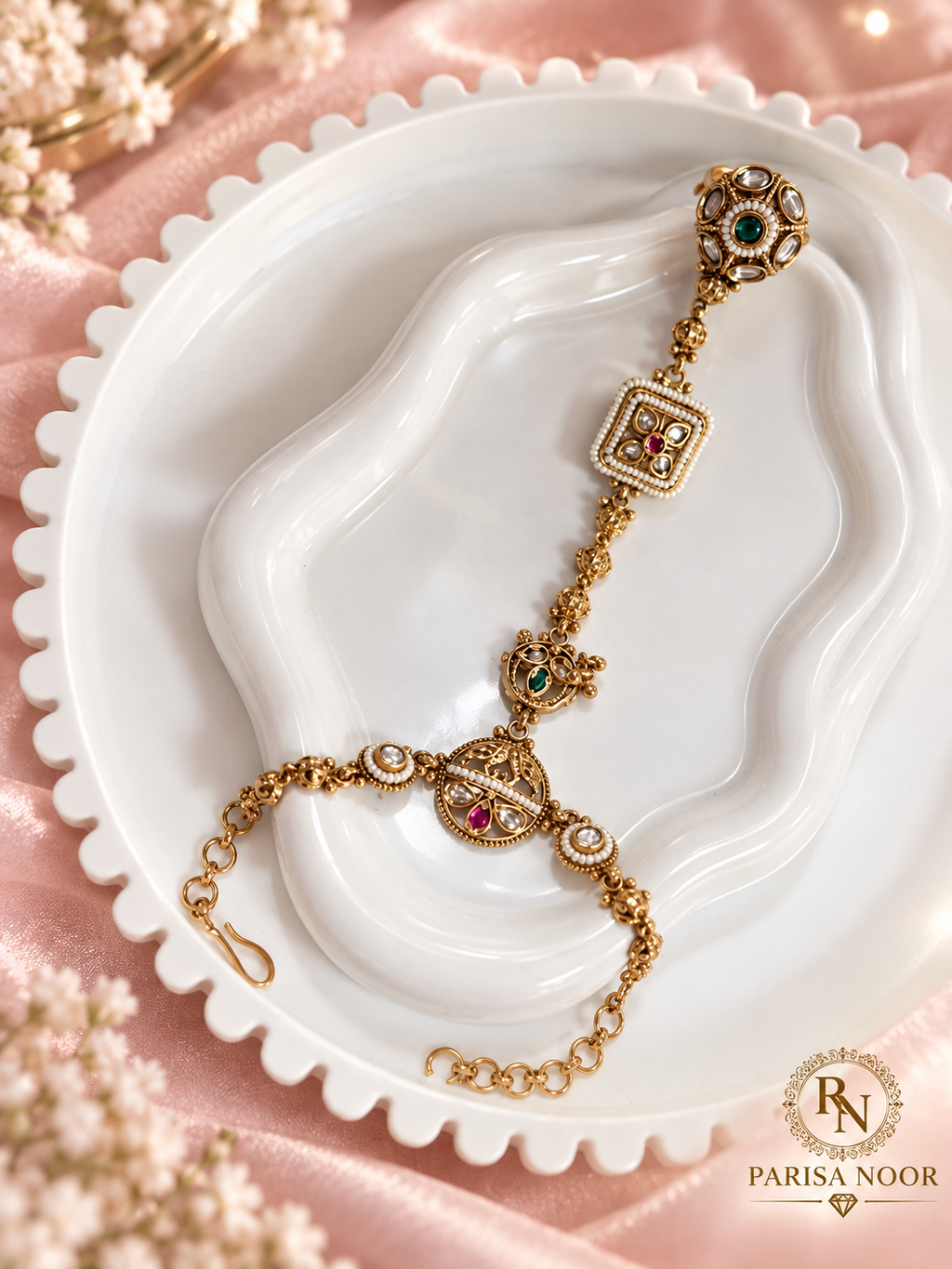 Aavriti Heritage Kundan Adjustable Hath Phool Hand Harnes