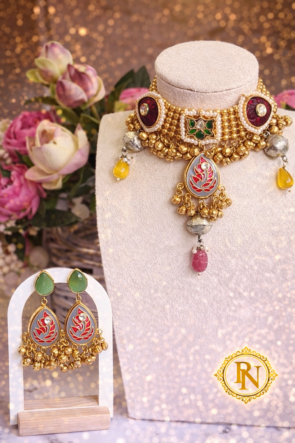 Alaya Kashmiri Ghungru Statement Choker