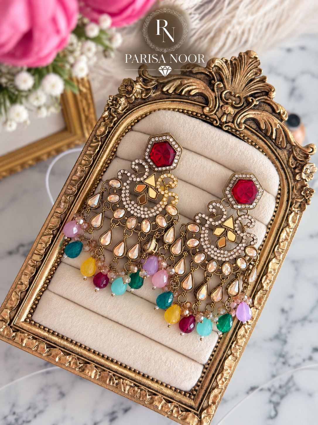 Nivara Designer Chandbali Statement Earrings