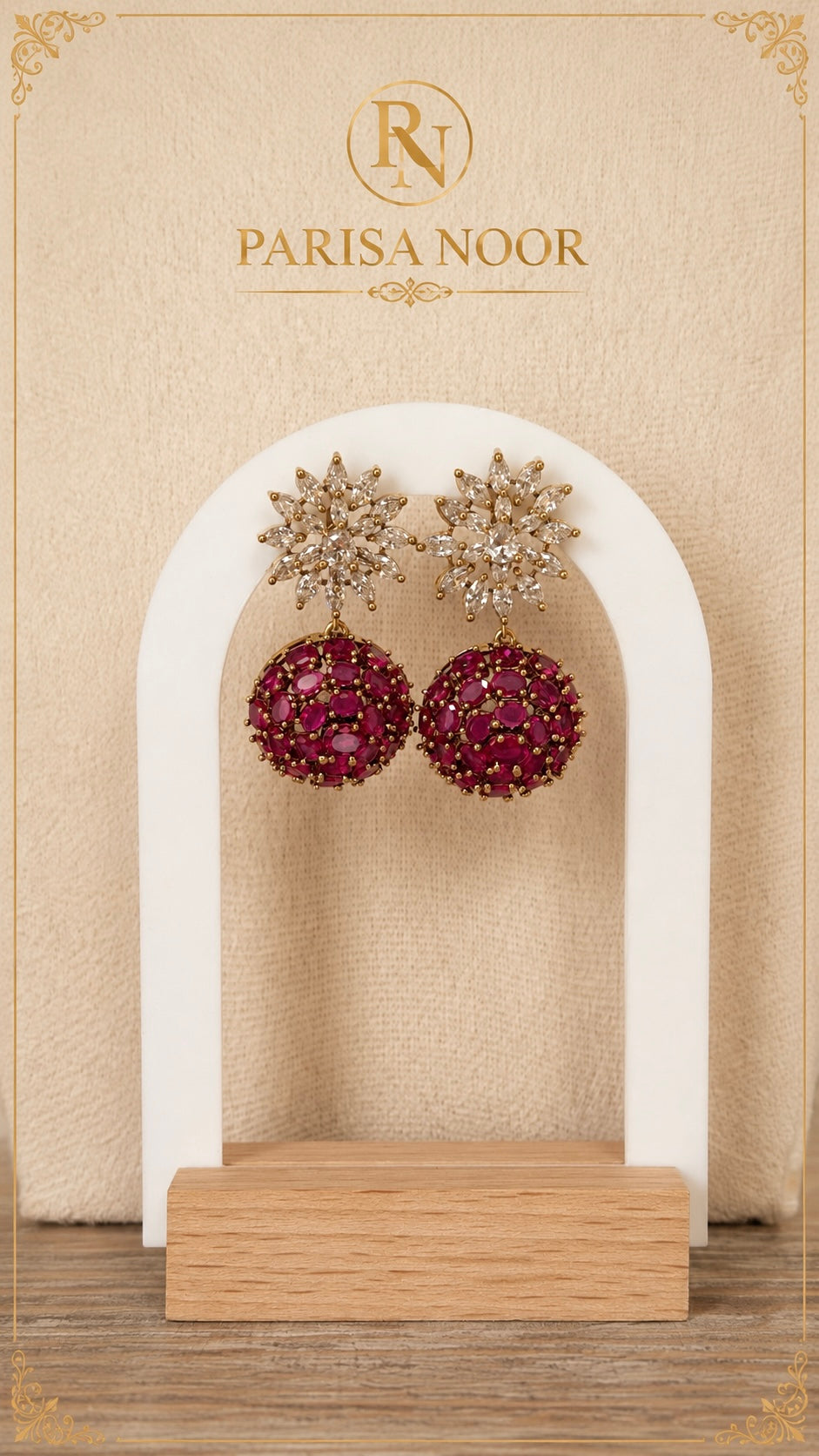 Laila Victorian AD Ruby Pink Necklace Set
