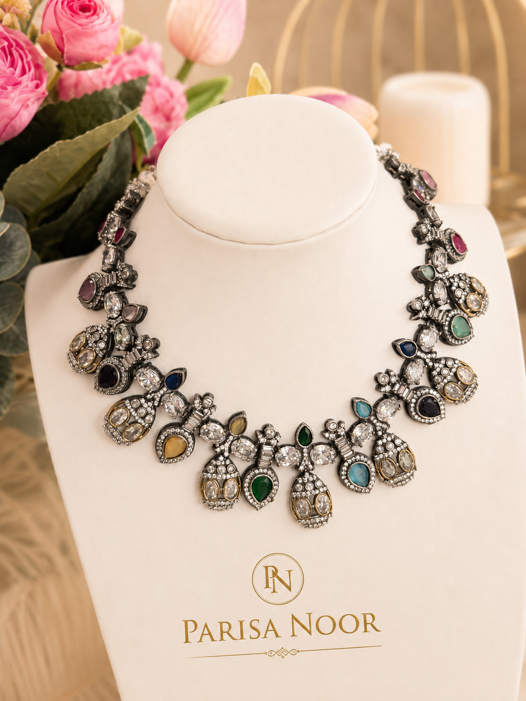 Rangrez Multicolour Luxury Designer Necklace Set