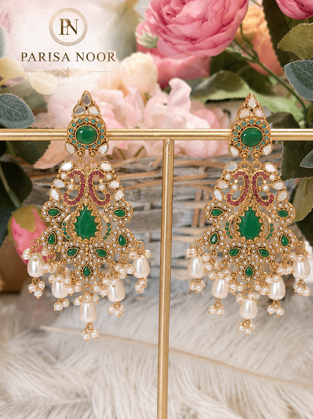 Esra Luxury Turkish Emerald Green Designer Earrings