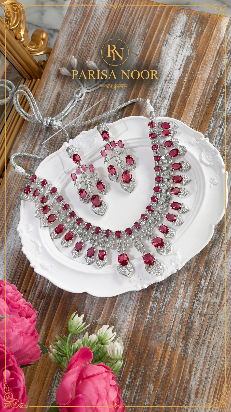 Ruby Royal Moissanite Necklace Set