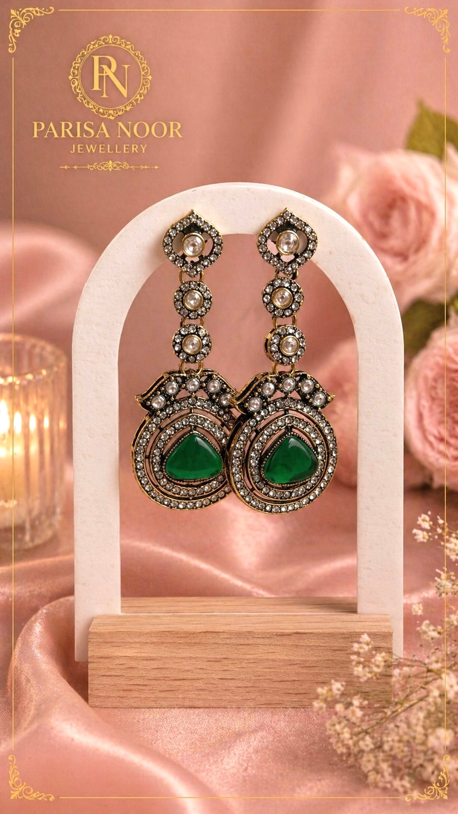 Deena Emerald Kundan Pendant Necklace Set