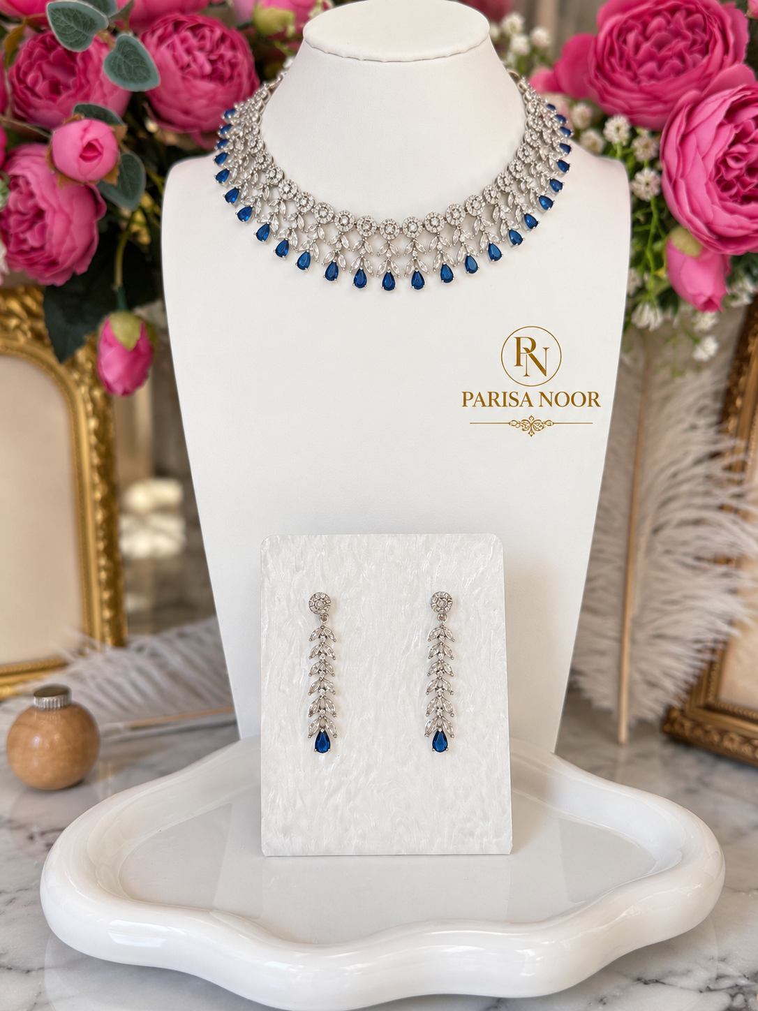 Zehnara Midnight Blue AD Necklace Set