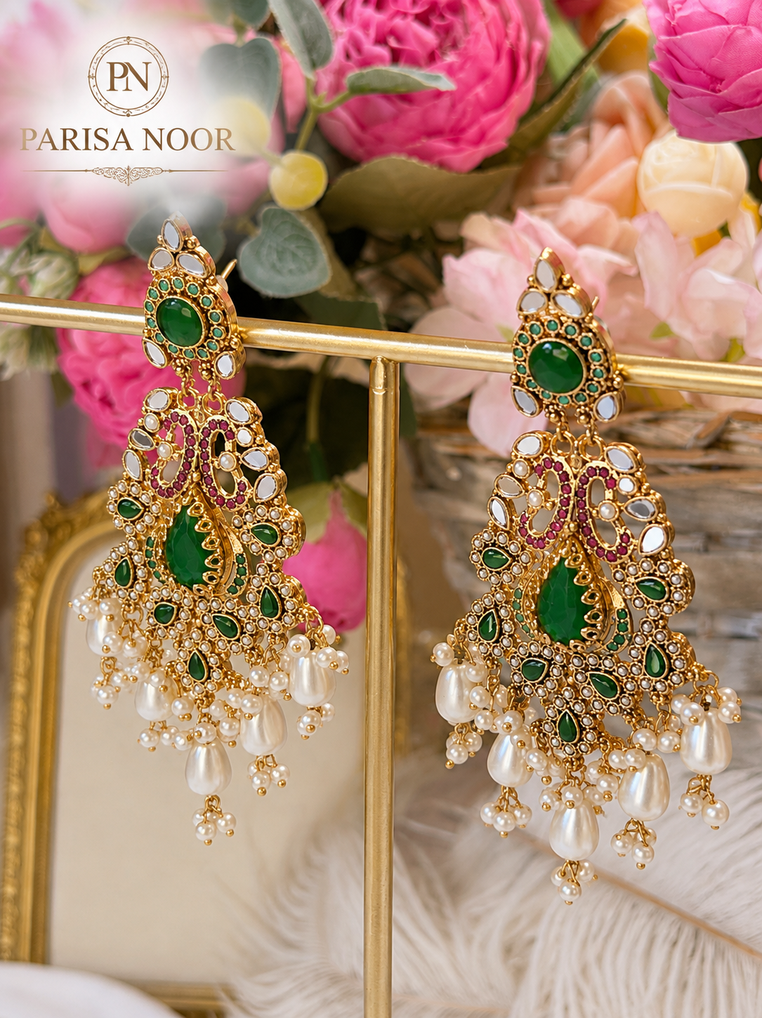 Esra Luxury Turkish Emerald Green Designer Earrings