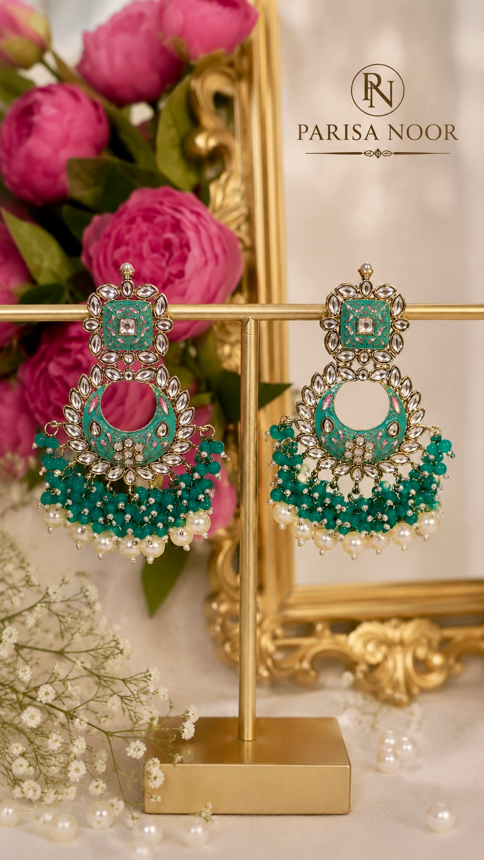 Meherza Meenakari Kundan Statement Earrings