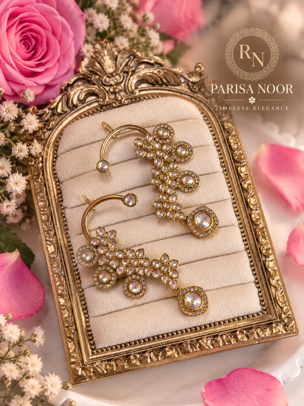 Aarvika Designer Kundan Ear Cuff Earrings
