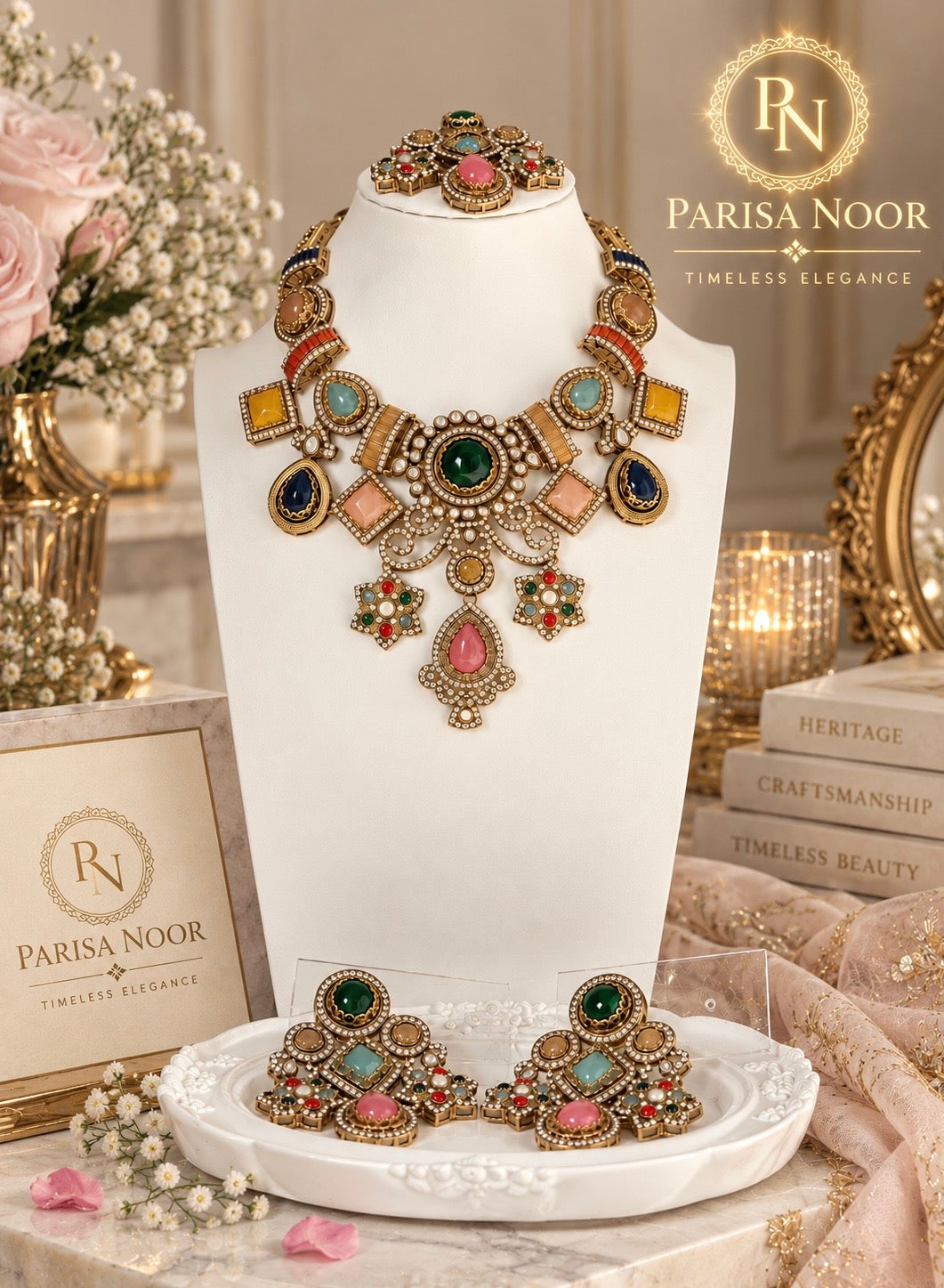 Sharvika Sabya Multicolour Designer Necklace Set
