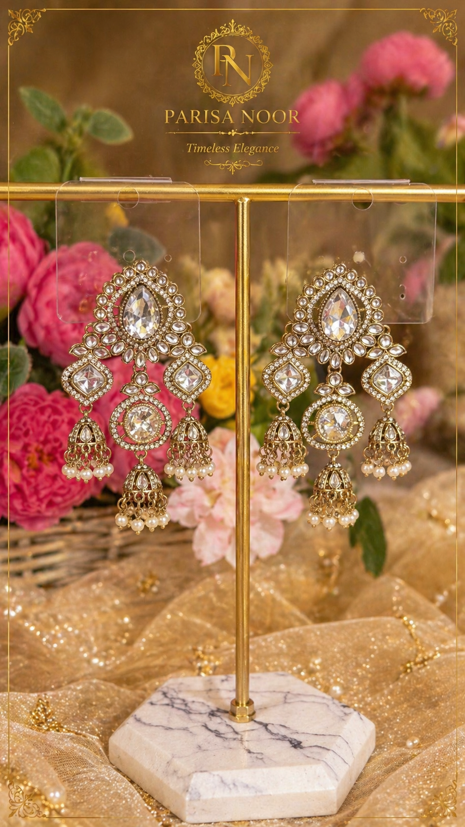 Parizaad Designer Zircone Polki Earrings