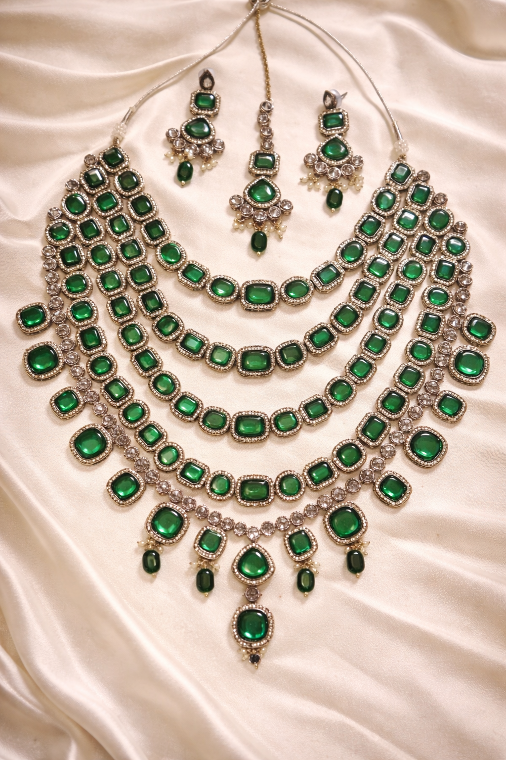 Emerald Green Parineeti Wedding Necklace Set