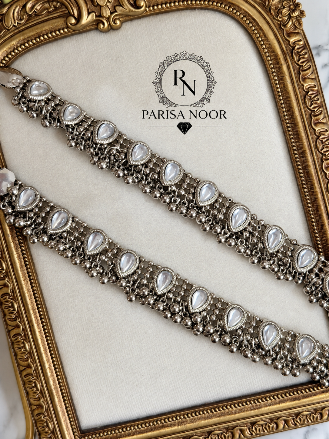 Iravati Silver Kundan Ghungroo Payal Pair