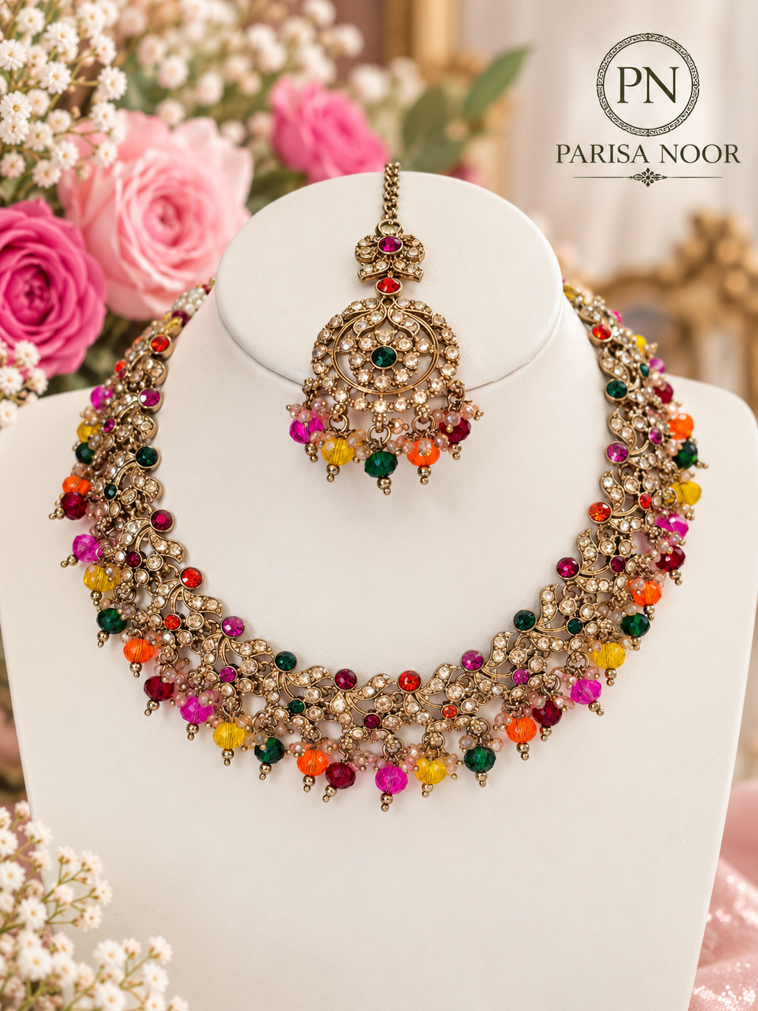 Rangmahal Multicolour Royal Kundan Necklace Set