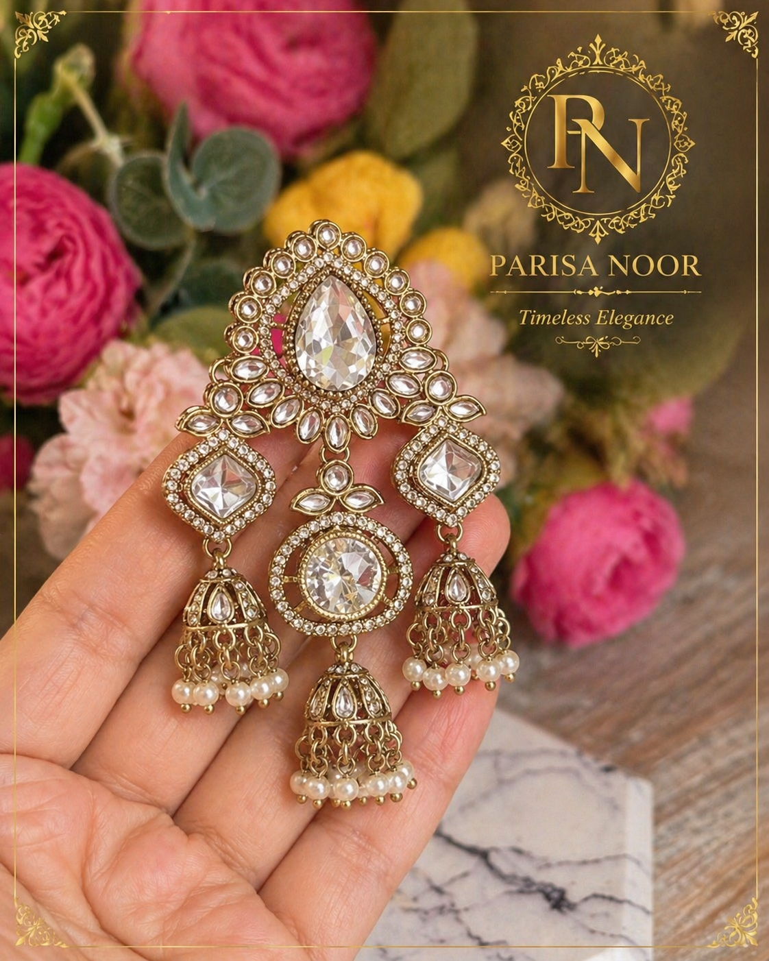 Parizaad Designer Zircone Polki Earrings