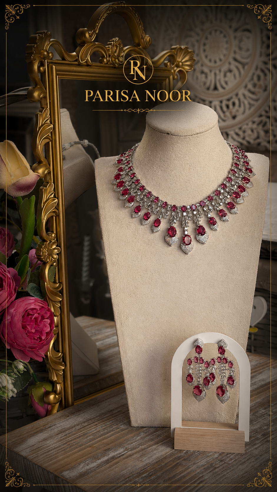 Ruby Royal Moissanite Necklace Set