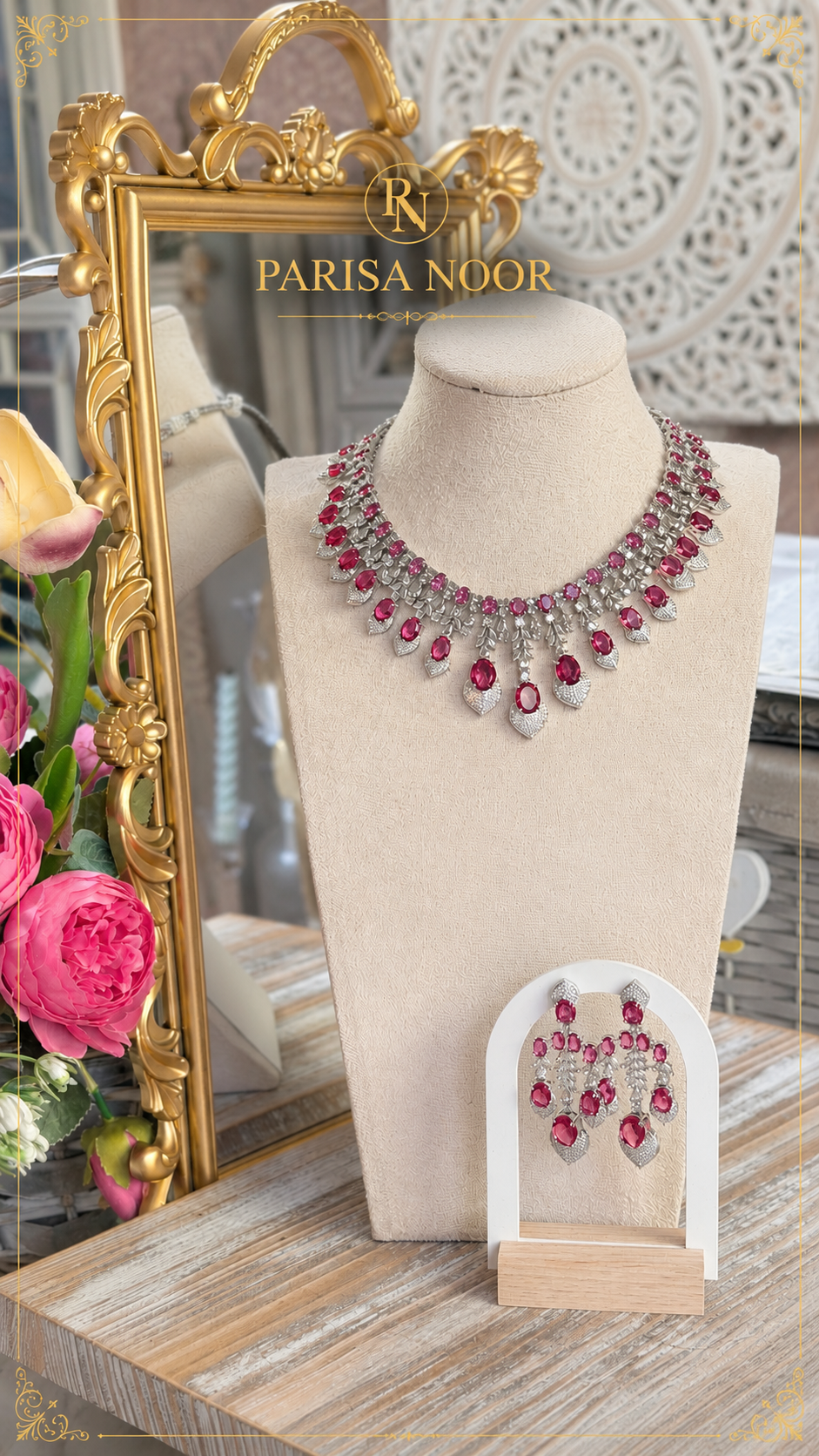 Ruby Royal Moissanite Necklace Set
