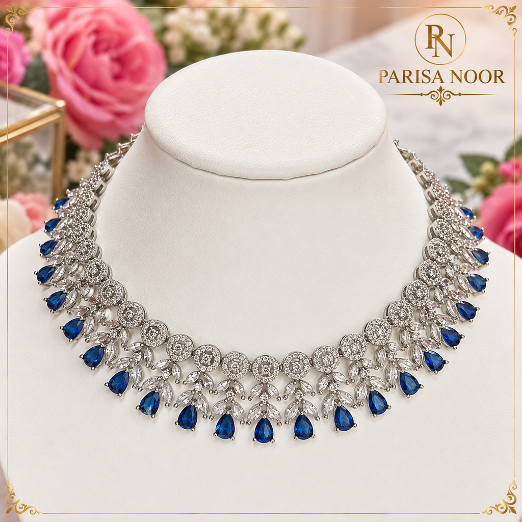 Zehnara Midnight Blue AD Necklace Set