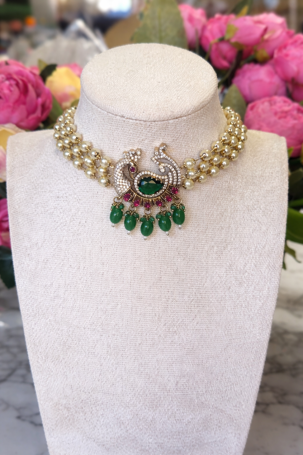 Noor Zariya Pearl Statement Choker Necklace Set