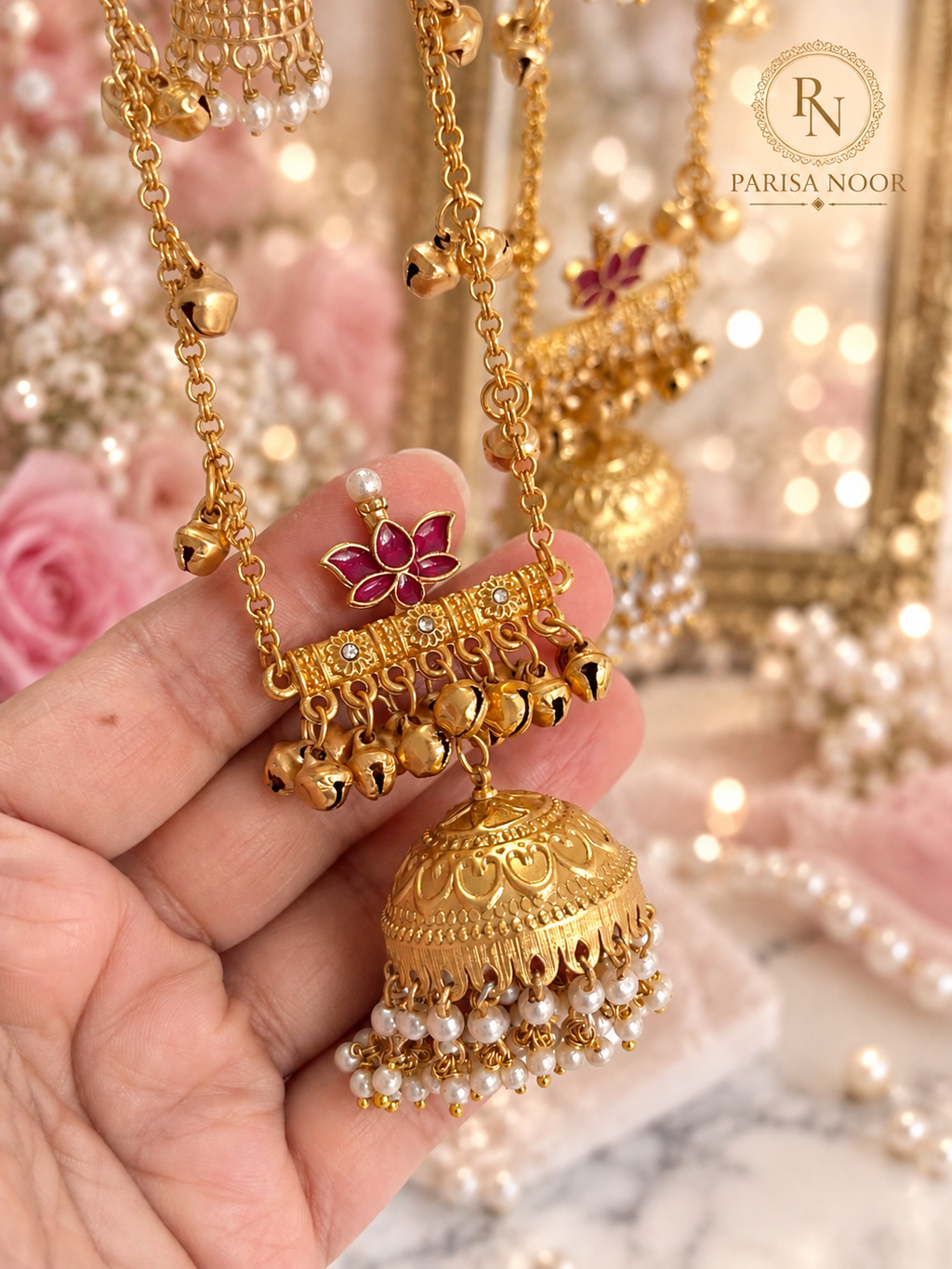 Tarunika Kashmiri Long Ghungru Jhumka Earrings