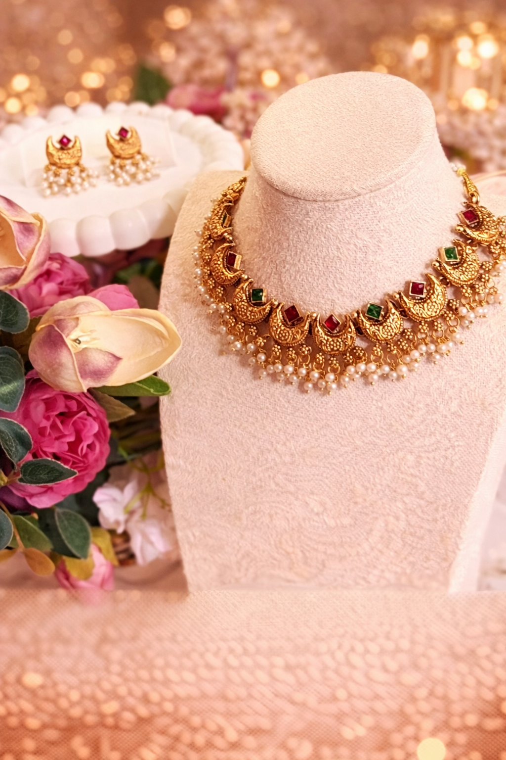 Half Moon Heritage Pearl Necklace Set