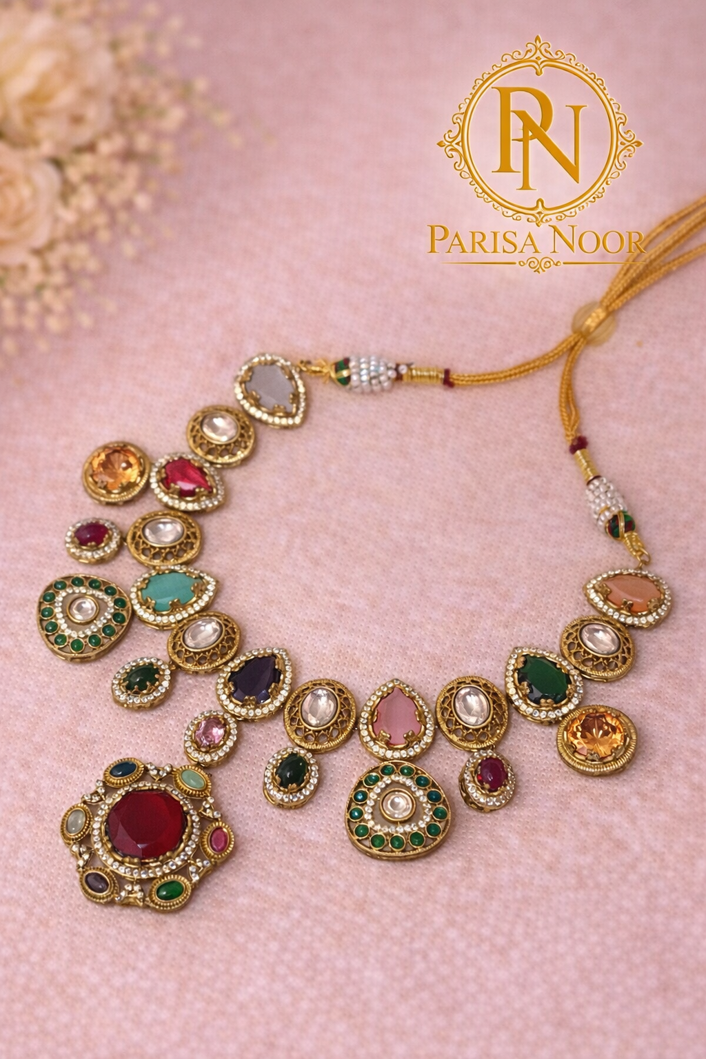 Noor Rani Multigem Designer Necklace Set