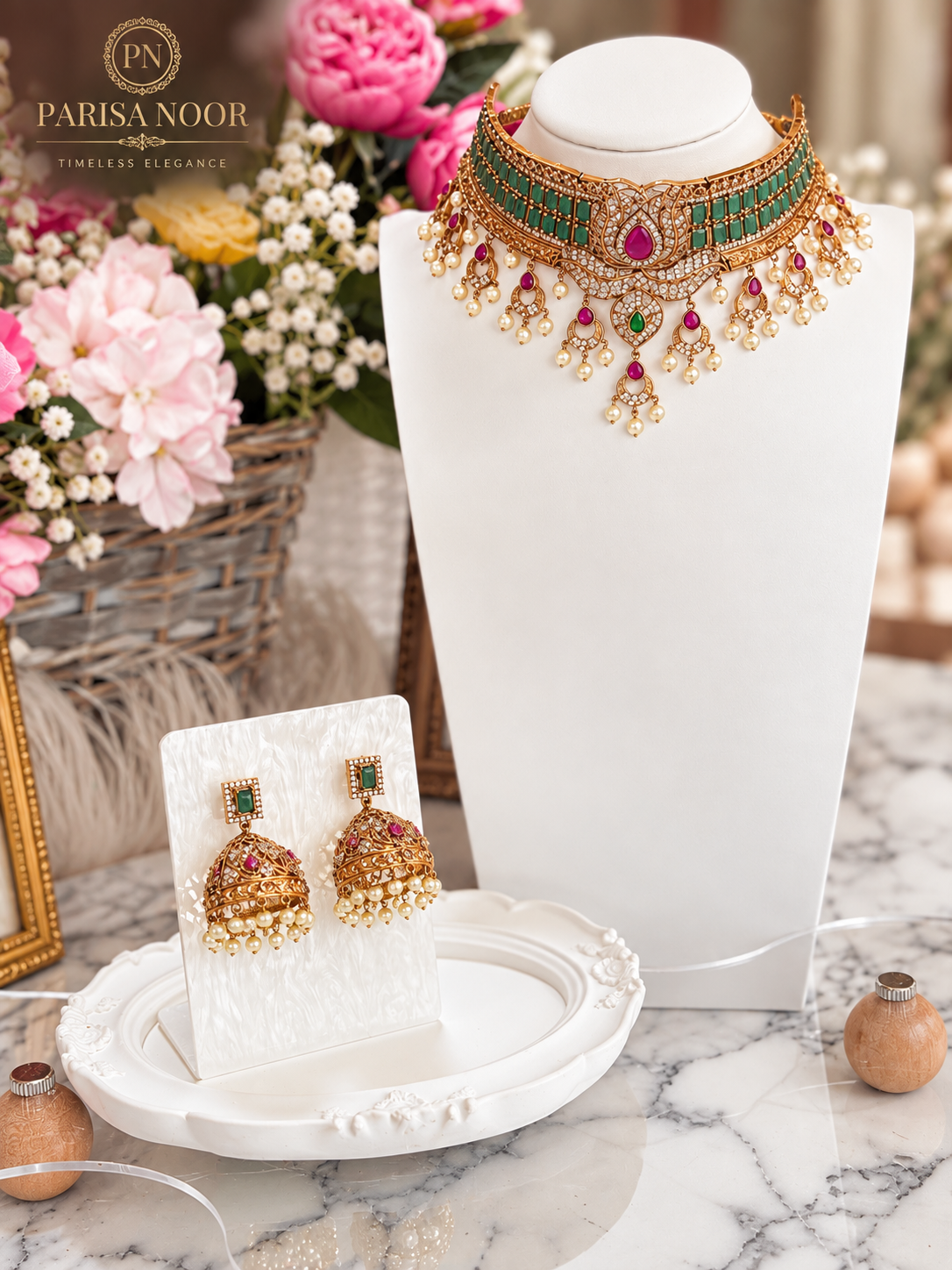 Ariella Luxury Heritage AD Choker Set Green