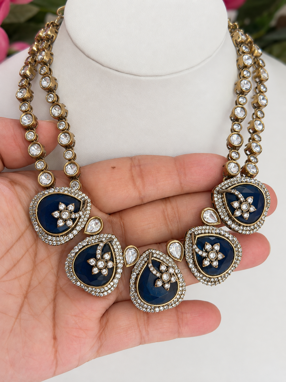 Nilaya Royal Blue Kundan Necklace Set