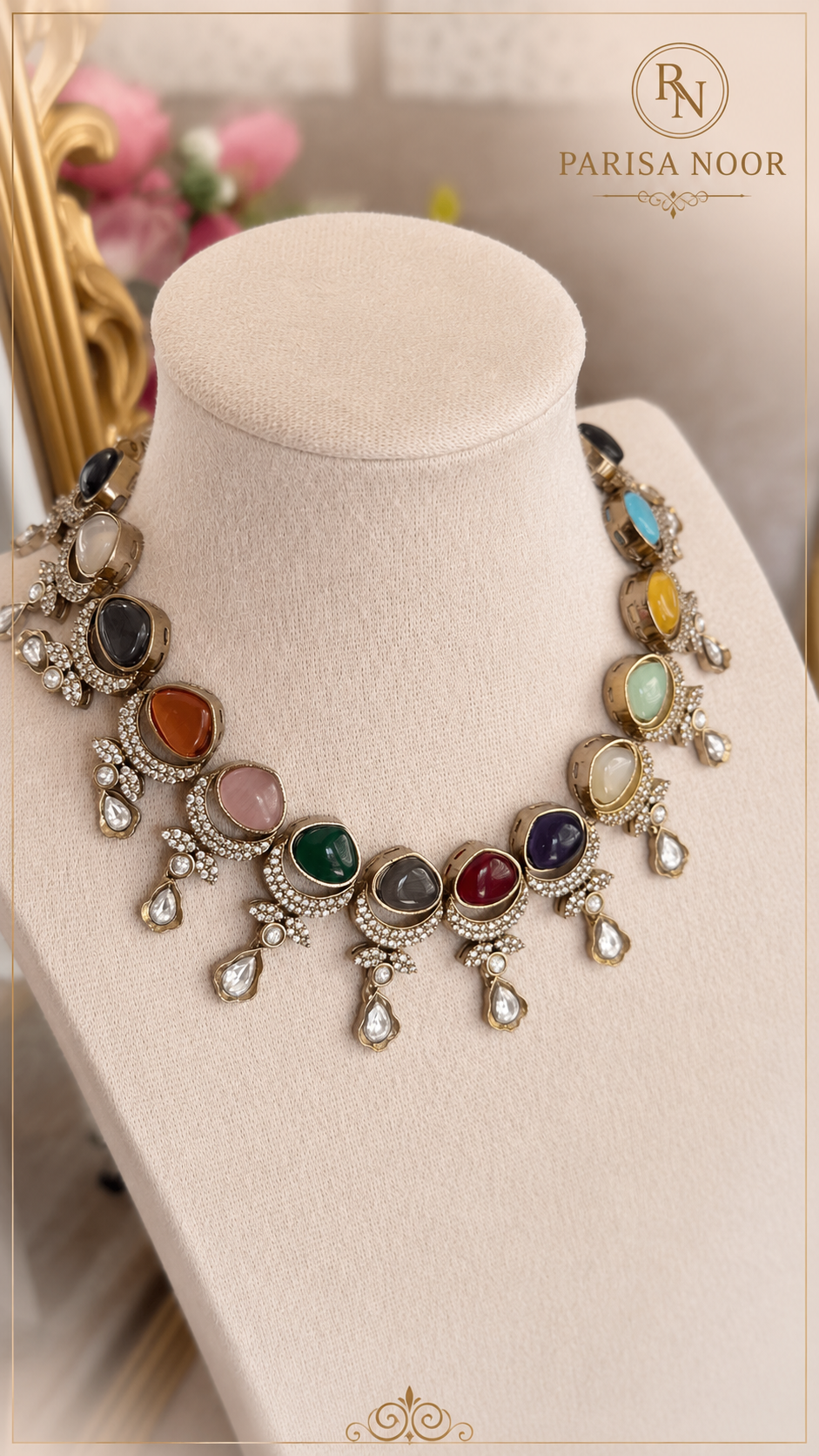 Sharvari Victorian Polki Multi Kundan Necklace Set