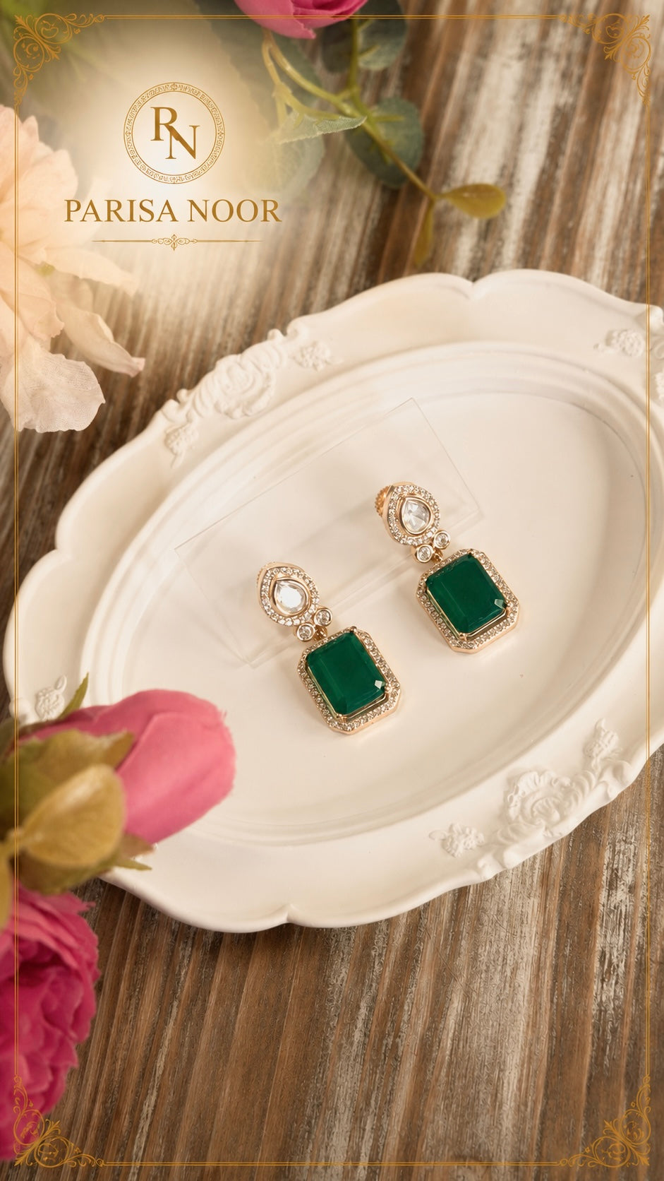 Amani Luxury Emerald Moissanite Necklace Set