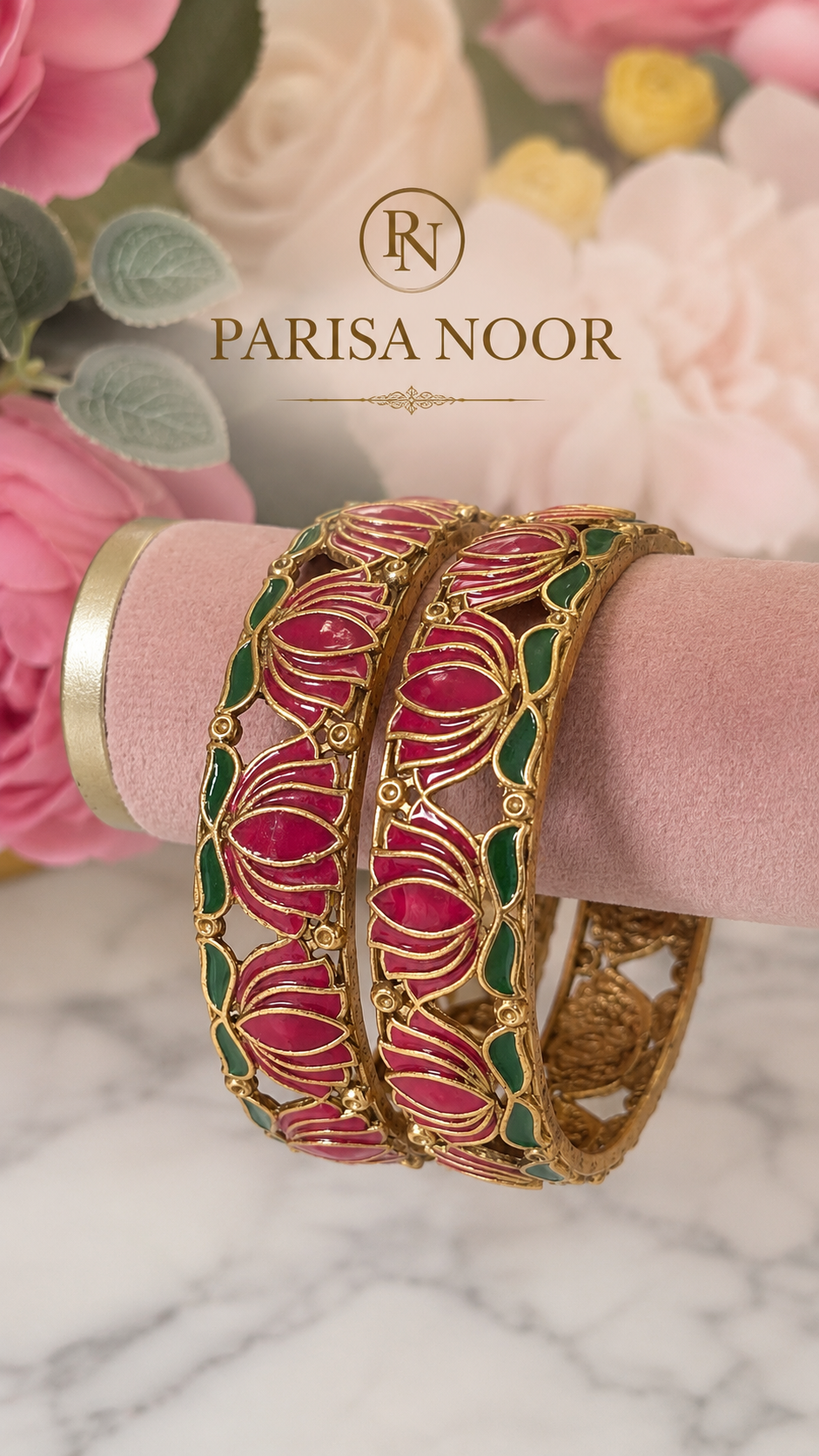 Noor Blossom Lotus Bangle Pair﻿