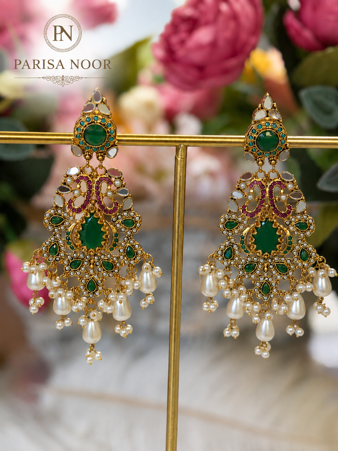 Esra Luxury Turkish Emerald Green Designer Earrings