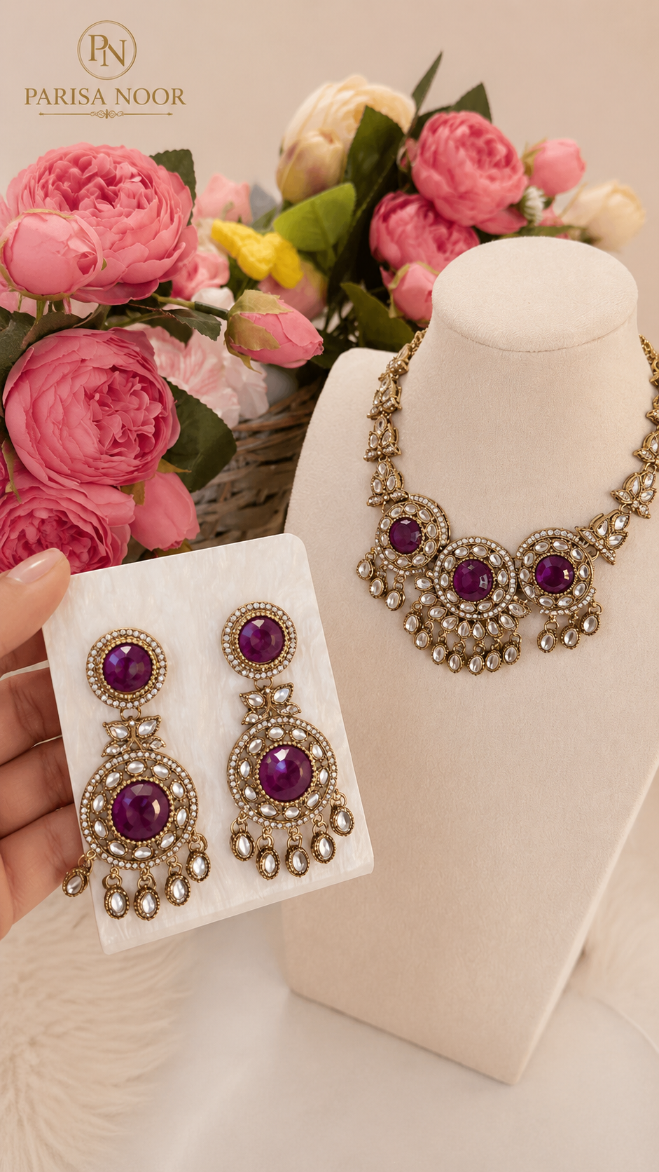 Rubaiyat Purple Royal Kundan Necklace Set