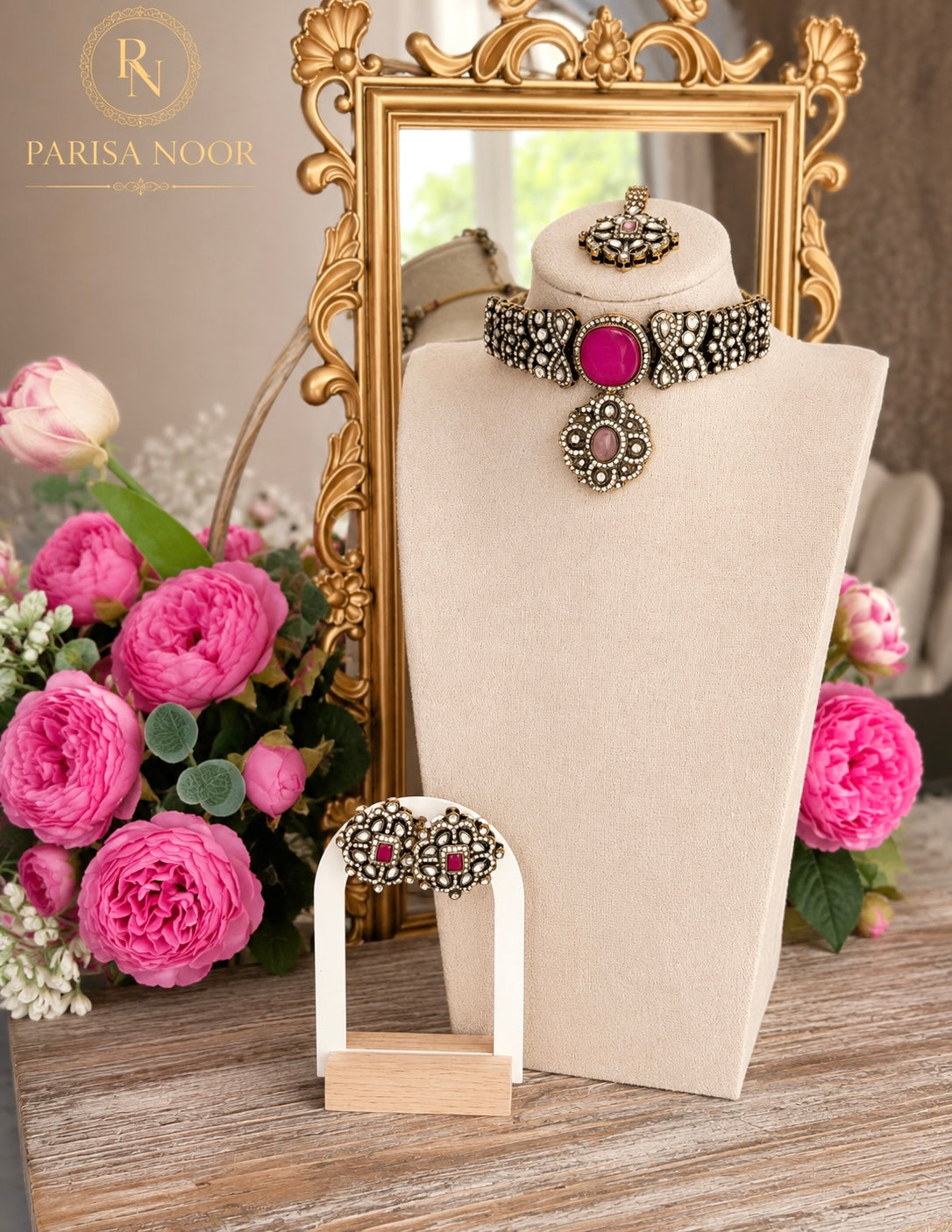 Ramesha Designer Kundan Choker Set - Pink