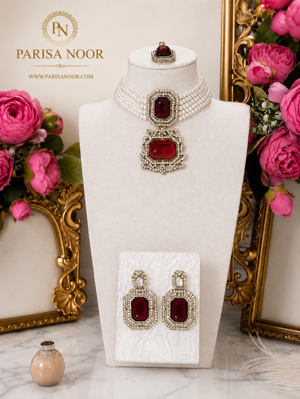 Luxury Ruby Pearl Choker Set – Clearance Sale