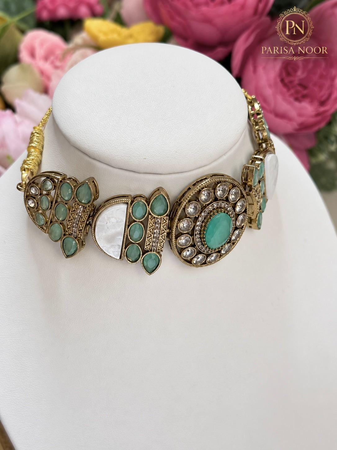 Rosalie Mint Green Designer Choker Set