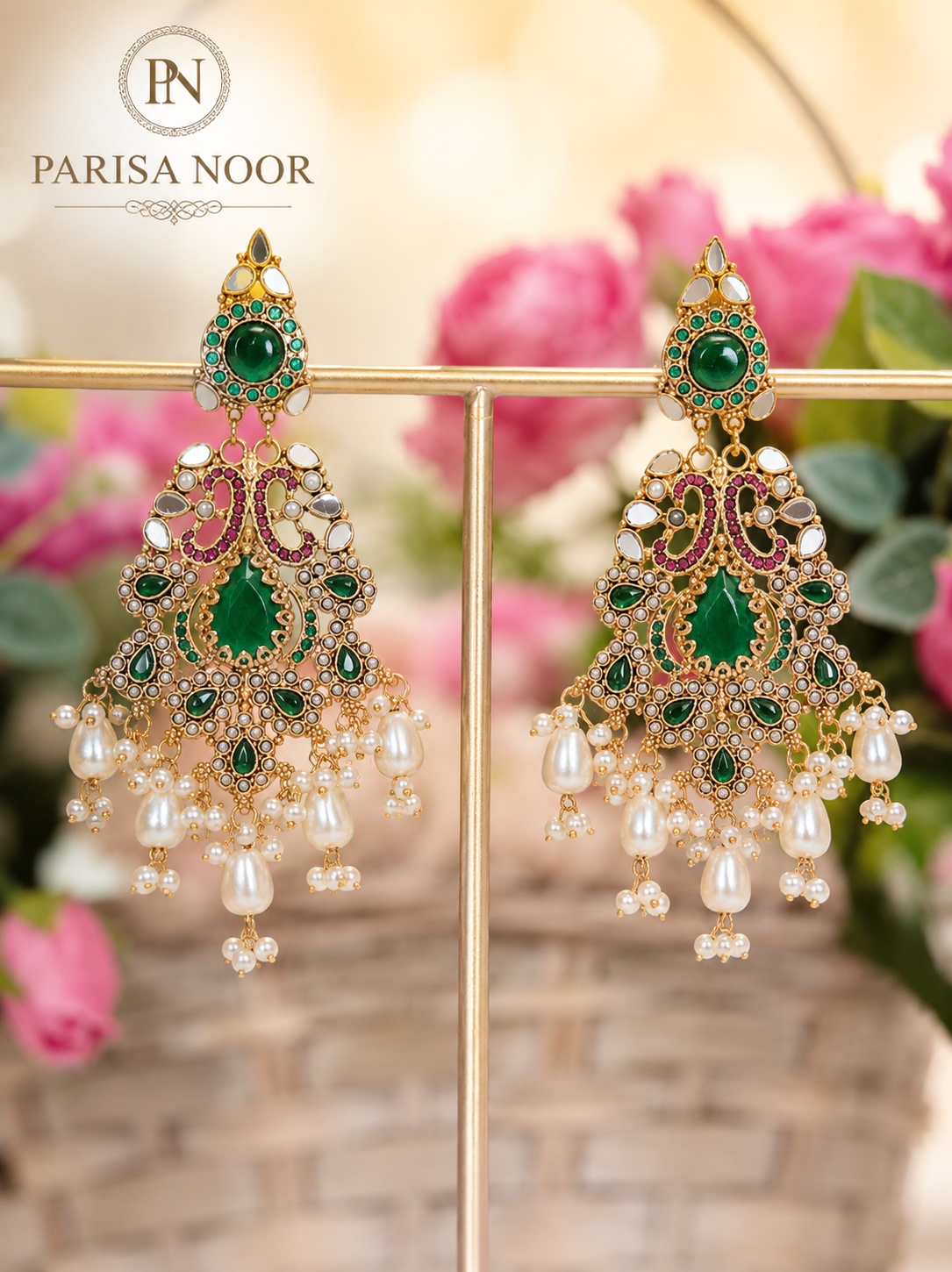 Esra Luxury Turkish Emerald Green Designer Earrings