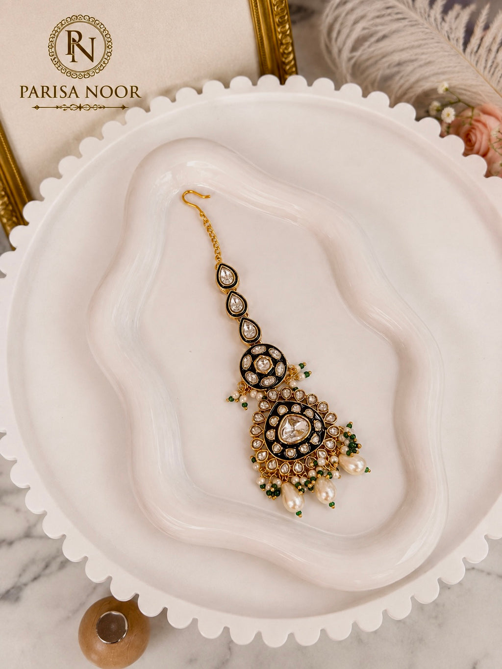 Vanya Meenakari Kundan Green Necklace Set